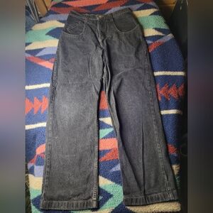 Vtg Zonz Jeans Mens 28x29 Black Wide Leg Baggy 90s Embroidered Logo JNCO Style